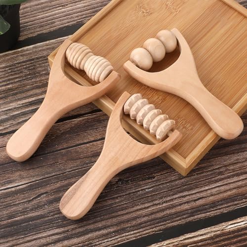 Abeillo 3Pcs Wooden Hand Massage Roller, Muscle Roller Stick, Manual Wood Therapy Massage Tools Massager Roller, for Relaxes Thigh, Leg, Hands Full Body Muscle Men Women - Image 6