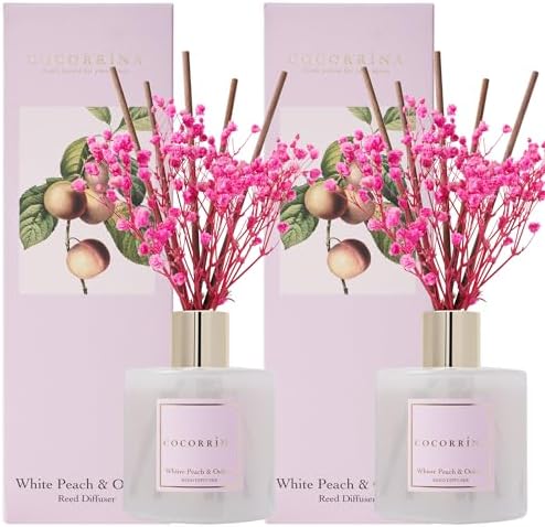 Cocorrína Reed Diffuser Set - White Peach& Oolong Reed Diffuser 2 Packs 6.7oz Scent Fragrance Oil Diffuser for Bedroom Bathroom - Image 2