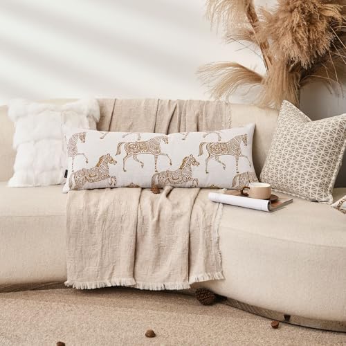 Decorative Lumbar Pillow Cover 14x36 Inch, Double Sided Running Orange Horse Design Long Pillow Covers, Decorative Cushion Cover Couch, Sofa, Living Room, Bedroom - Image 2