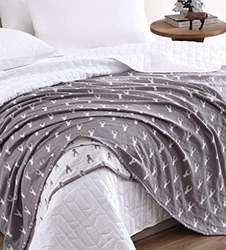 Sterling Creek Elk Muslin Cotton Blanket Three Layers Lightweight Breathable Gauzy Blanket for Adults, All Season (Twin, Gray) - Image 6