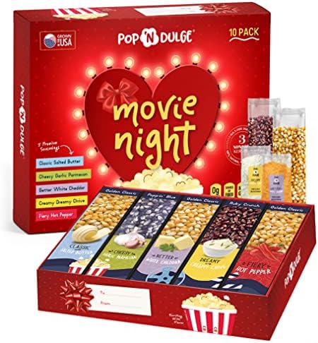 Gourmet Popcorn Gift Set, Movie Night Gifts Baskets 10 Piece Set, Non-GMO by PopNDulge