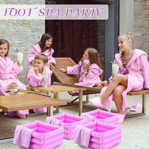 FillTouch 12 Pcs Foot Spa Kit for Girls Kids 12.5''x12.5''x8.3'' Foot Care Bath and 12''x28'' Hand Towels Washbasin Salon Towels Portable for Sleepover Spa Swim Birthday Party Supplies(Light Purple) - Image 6