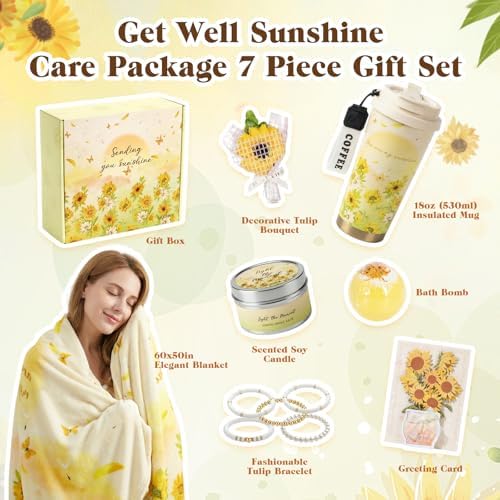 Get Well Gifts for Women Sunflower Gift Basket After Surgery Recovery - Image 3