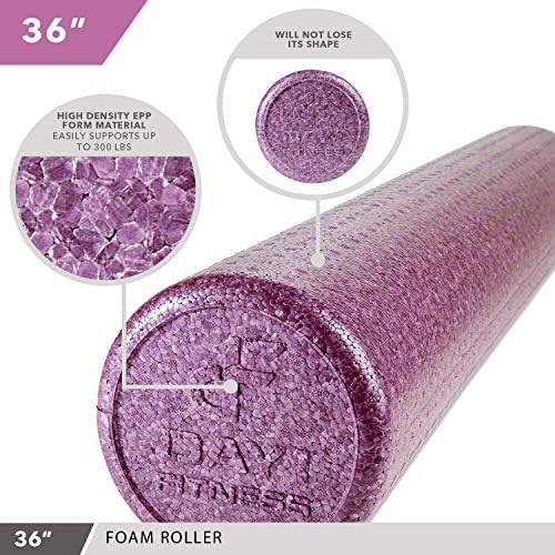 Day 1 Fitness High Density Muscle Foam Rollers - Sports Massage Rollers for Stretching, Physical Therapy, Deep Tissue, Myofascial Release - Ideal for Exercise and Pain Relief – Solid Purple, 36” - Image 4