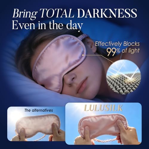 LULUSILK Mulberry Silk Sleep Eye Mask for Sleeping Women and Men, Lavender - Image 4