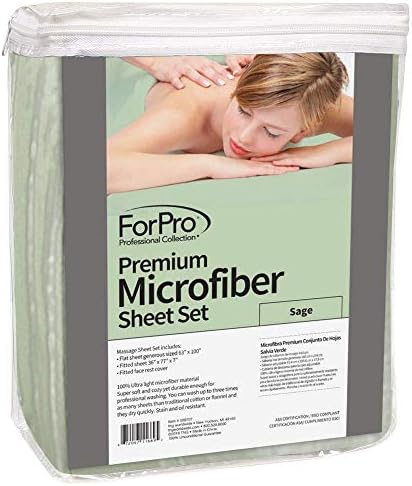 ForPro Premium Microfiber 3-Piece Massage Sheet Set, Sage - Image 3