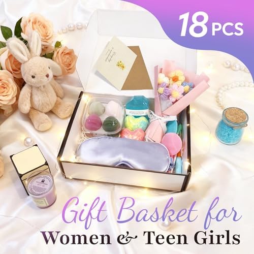 18PCS Spa Gift Set for Women – Self Care Package with Bath Bombs, Face Scrubbers, Makeup Sponges & Eye Mask – Get Well Soon Gift for Mom, Sister, Best Friend - Image 2