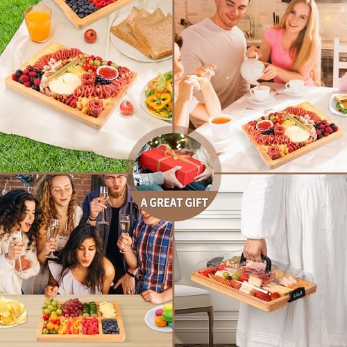CAWIU Portable Charcuterie Board with Lid, Travel Cheese Board & Snack Tray - Image 6