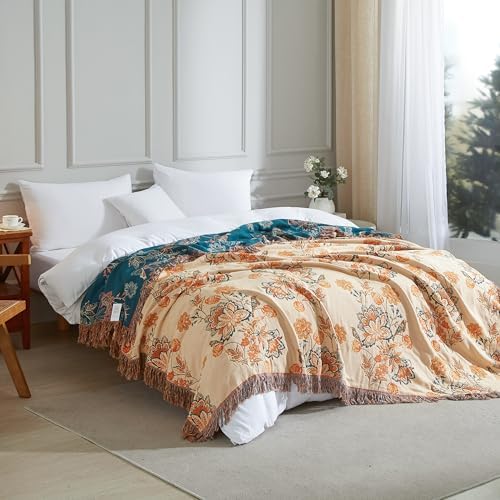 Boho Throw Blanket for Bed 80”x90”, 100% Cotton Blanket for Couch Sofa - Image 3