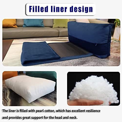 Adjustable Headrest Pillow for Recliners and Armchairs - Non-Slip Velvet Cushion for Neck Support and Pain Relief (Navy) - Image 5