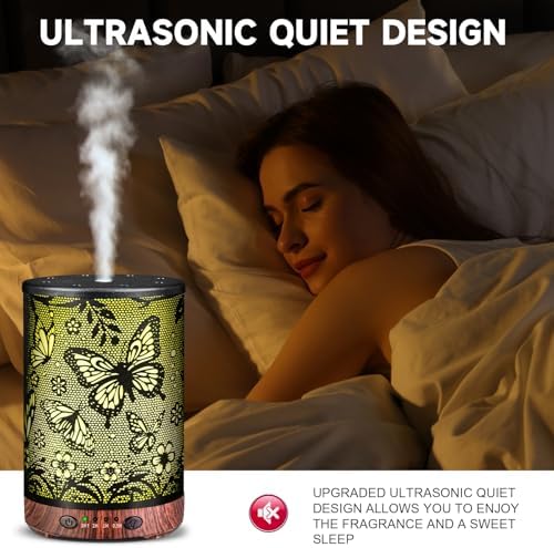 Essential Oil Diffuser 120ML Metal Aromatherapy Diffuser with Timer, Cool Mist Humidifier with Auto Shut-Off & 7 Color Lights for Home Office Spa (Big Butterfly) - Image 4