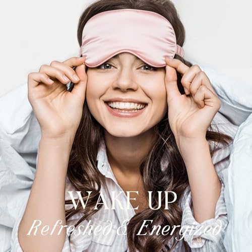 Pink Sleep Eye Mask, Blackout Silk Satin Travel Blindfold Set Women - Image 7