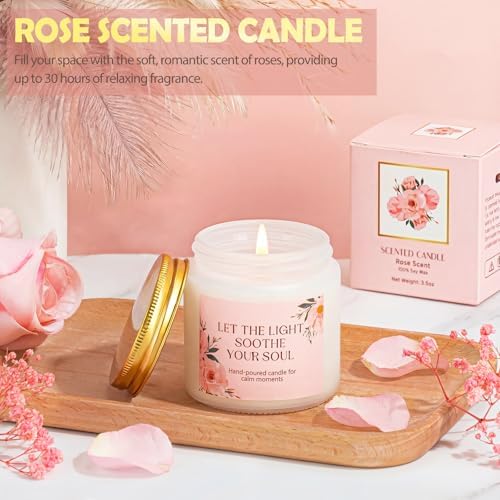 Gifts for Women, 9pcs Happy Birthday Gifts for Women, Christmas Ideas Mothers Day Gift Baskets Unique Rose Self Care Set Valentines Day Gift for Her Mom Sister Wife Friend Friendship Teacher - Image 5