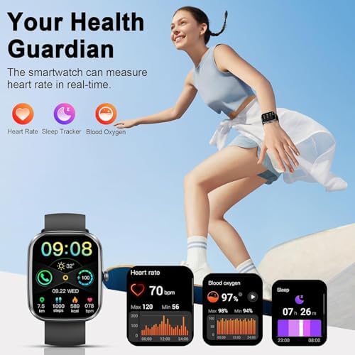 Smart Watch for Men Women, 1.91" HD Touch Screen Smart Watch Answer/Make Calls, Fitness Watch with Heart Rate/Sleep Monitor,100+ Sport Modes Fitness Tracker, IP68 Waterproof Smartwatch for Android iOS - Image 6