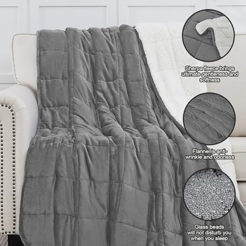 yescool Weighted Blanket for Adults (20 lbs, 60" x 80", Light Gray) Heavy Blanket for Sleeping Perfect for 140-160 lbs, Queen Size Breathable Blanket with Premium Glass Bead, Machine Washable - Image 6
