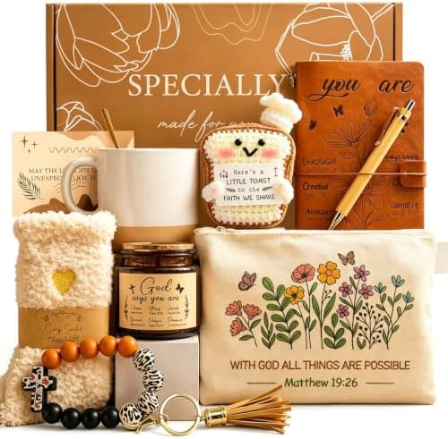 10Pcs Christian Gifts for Women, Inspirational Gift Box – Happy Birthday Thank You Basket, Get Well Mother’s Day Employee Appreciation Present for Mom Friend Teacher Coworker, Unique Christmas Ideas by TFHESIRUUTFH