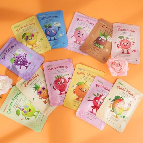 KONEUK 84 Pack Cute Fruit Face Mask for Kids Girls, Skin Care for Teens - Image 7