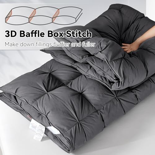 SNOWMAN Premium Down Comforter King Size, Fold Grey Duvet Insert All Season - Image 2