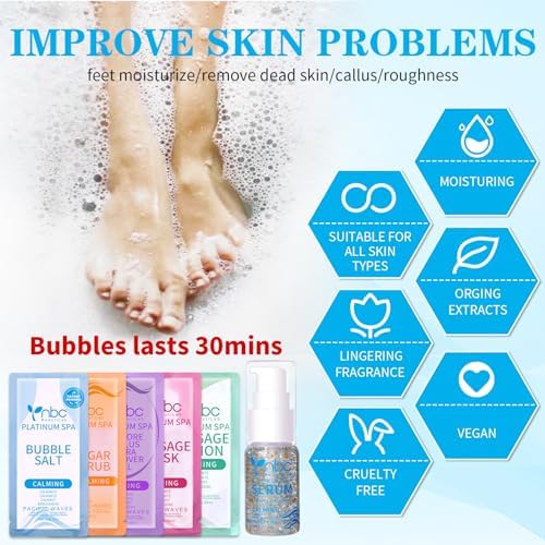 Pedicure Foot Soak Set - Upgraded 6 in 1 Foot Spa, Foot Bath Spa, Pedicure Kit, Foot Soak for Tired & Dry Cracked Feet, Athletes Feet and Calluses (Pacific Waves) - Image 2