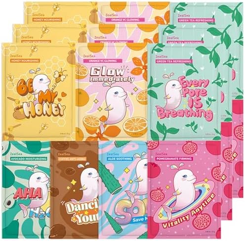 ZealSea Face Masks Skincare, Facial Masks for Women Skin Care, Sheet Masks Beauty with Natural Ingredients, Birthday Party Spa Gift for Kids Teens Girls, Hydrate and Soothe for All Skin Types 21 Pack by ZealSea