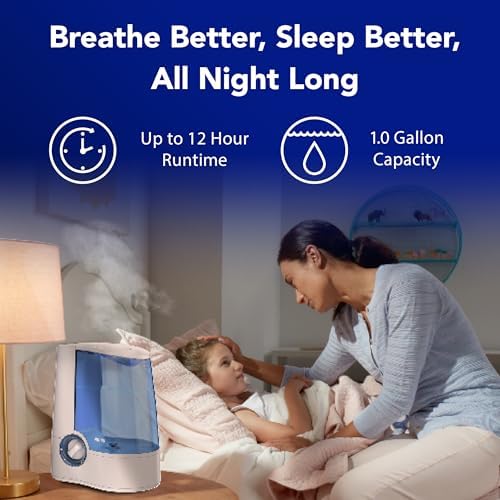 Vicks Warm Mist Humidifier Filter‑Free 1 Gal Tank,Auto Shut‑Off,Night Light,VapoPad and VapoSteam Compatible,(Pack of 2) - Image 4