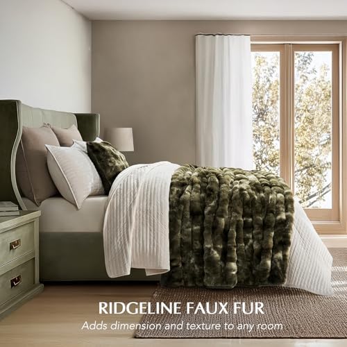 EverGrace Faux Rabbit Fur Bubble Throw Blanket, 60"x80", Marble Olive - Image 2