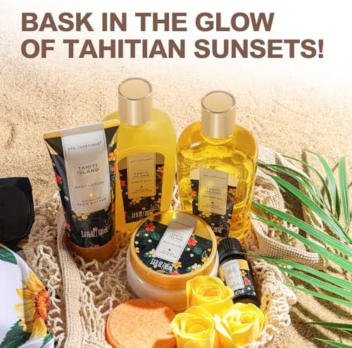 Spa Luxetique Tahiti Island Gift Baskets for Women Birthday Day GiftsGifts for Women Birthday Day Gifts Bath and Body Gift Sets 11pcs Bath Sets for Women Gift Mother's Day Gifts - Image 2