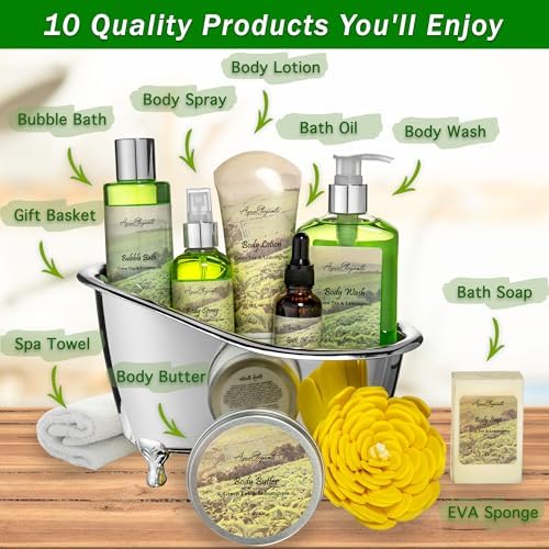 Aqua Elegante Spa Gift Basket For Women - Green Tea & Lemongrass - Image 2