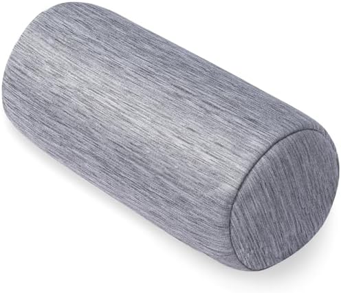 1 MIDDLE ONE Bolster Pillow with Removable Velvet Cover, Round Cylinder Neck Roll Pillow for Head, Back, Leg Support, Decorative Bed and Couch Pillow 16 x 6 Inches (Cooling Grey) by 1MIDDLEONE