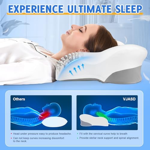 Cervical Pillow for Neck Pain,Cooling Butterfly Pillow for Side Sleepers – Adjustable Orthopedic Contour Memory Foam Pillow,Contoured Support Pillows with Breathable Pillowcase for Sleeping,Dark Gray - Image 3