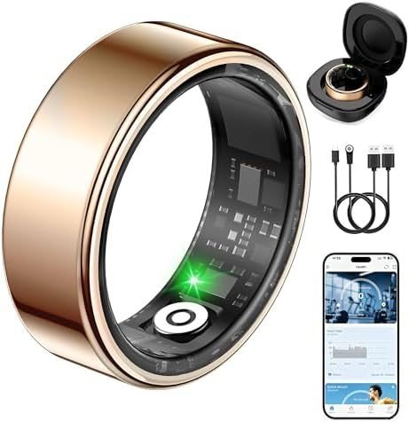 TERRALAB 2.0 Smart Ring,iOS & Android Compatible,IP68 Waterproof,Sports/Stress/Blood Oxygen/Heart Rate/Sleep Health Monitoring for Women&Men, with a Charging Case,No Subscription Fee by Unknown