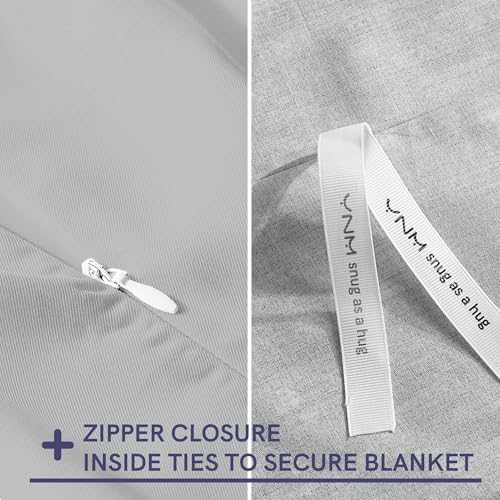 YnM Exclusive Cooling Duvet Cover for Weighted Blankets with 16 Strings (Light Grey, 88"x104") - Image 3