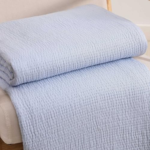 Tommy Hilfiger - Twin Cotton Blanket, Woven Running Stitched Bedding, Medium Weight Soft Blanket, Anti-Pilling & Fade Resistant, Ideal for Layering, Oeko-TEX Certified (Blue) - Image 4