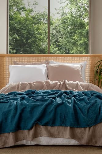 Muslin Blanket - Pure 100% Turkish Cotton Airy Soft Light Versatile Gauze Throw Blanket for Bed, Couch, Sofa (Taupe, King Size (95" x 110" inch)) - Image 3