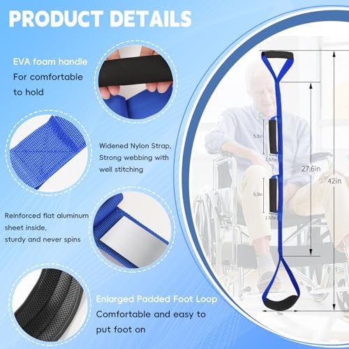 42 Inch Long Leg Lifter, Rigid Leg Lifter Strap With EVA Handgrips &Foot Loop, Leg Lifter After Hip Replacement&Knee Surgery Recovery Aids Kit,Leg Lifters Getting Legs In And Out Of Bed,Car,Wheelchair - Image 4