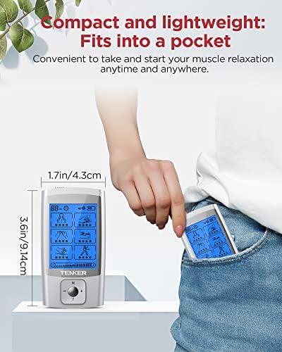 TENKER TENS Unit Muscle Stimulator, 24 Modes EMS Machine for Pain Relief Therapy/Pain Management, Rechargeable Electronic Pulse Massager with 2"x2" and 2"x4" Electrode Pads (Silver) - Image 4
