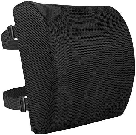Amazon Basics Rectangular Memory Foam Back Support Cushion for Office Chairs, Non-Slip Base for Long Sitting, Black by AmazonBasics