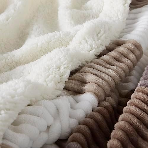 Gracelife Sherpa Fleece Throw Blanket for Couch, Fluffy Plush Warm Fuzzy Blanket for Women and Men, Cozy Thick Soft Twin Blanket for Bed, Beige, 60x80 Inches - Image 5