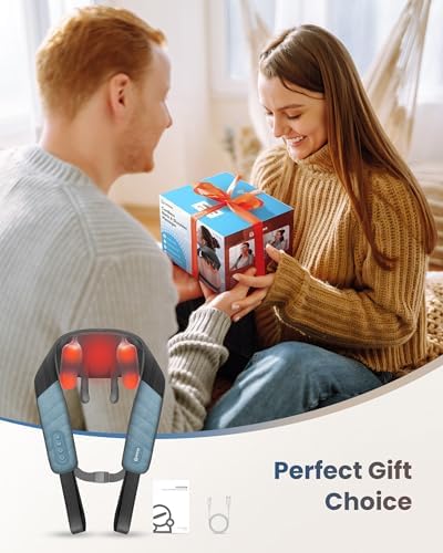 COMFIER Cordless 4D Shiatsu Neck & Shoulder Massager with Heat, Blue - Image 6