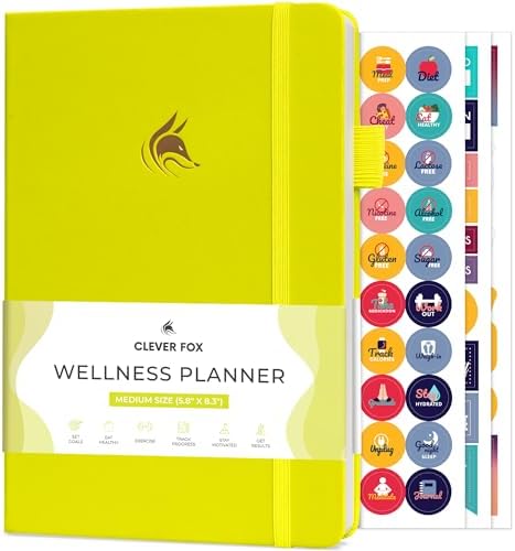 Clever Fox Wellness Planner & Food Journal for Weight Loss, A5 Neon Yellow by CleverFox