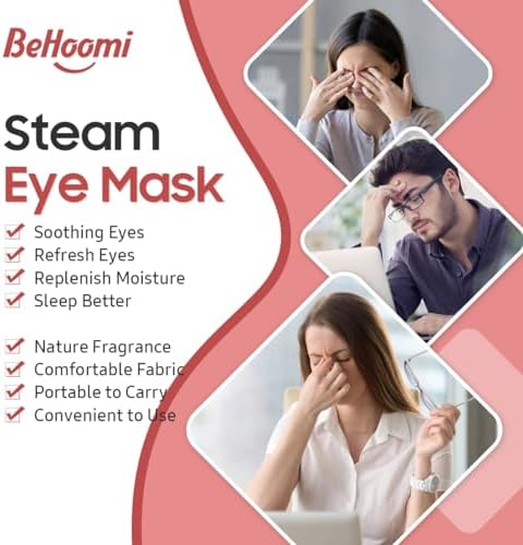 BeHoomi 20 Packs Steam Eye Mask, Heated Eye Mask Warm Compress for Eyes, Disposable Self Heating Steam Mask for Home, Sleep, Spa, Travel Essentials & Relaxation Gifts for Women (Rose) - Image 3