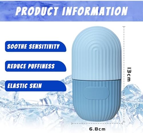 Joyeee Ice Face Roller, Reusable Silicone Mold Face Massage Eye Facial Beauty Skin Care Tools Apply Ice for Shrink Pores Anti Wrinkle Reduce Puffiness Improve Skin Elasticity, Striped - Image 2