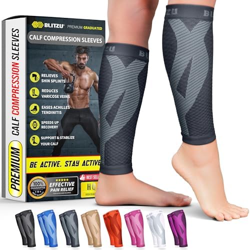 BLITZU Calf Compression Sleeves, Footless Compression Socks for Men & Women by BLITZU