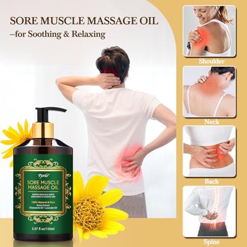 Pjordo 3 Pack Massage Oil for Massage Therapy, Lavender Oil for Relaxation, Sore Muscle Arnica Oil & Cellulite Massage Oil, with Massage Roller Ball & Thumb Saver Tool, Massage Kit for Him Her - Image 3