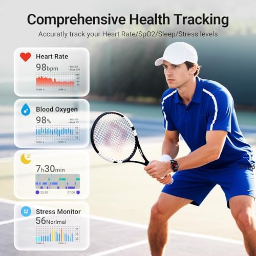 Smart Watches for Men Android iPhone (2 Bands), 1.85" AMOLED Screen Smartwatch Fitness Tracker 3ATM Waterproof with Bluetooth Calls, AI Control, Heart Rate/SpO2/Sleep Monitor, 7 Days Battery - Image 3