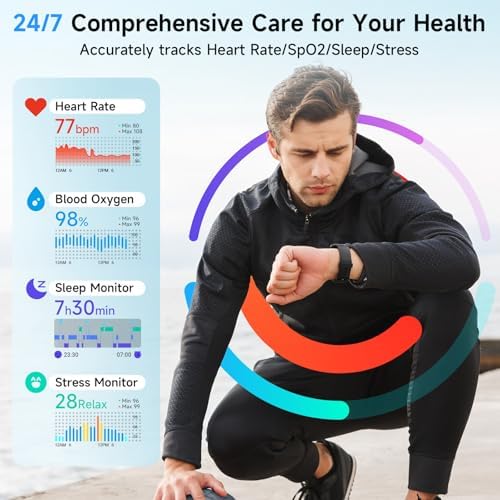 Smart Watches for Men Women, Alexa Built-in, 1.8" Smartwatch with Heart Rate/SpO2/Sleep/Stress, IP68 Waterproof Fitness Tracker with Bluetooth Call (Answer/Make), 101+ Sports Modes, for Android iPhone - Image 3
