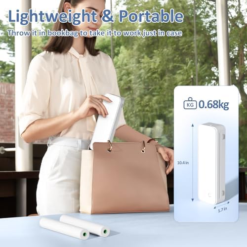 Gloryang Inkless Portable Printer for Travel, Wireless Thermal Printer Supports 8.5 x 11 Inch US Letter Size, Bluetooth Machine Includes Carry Case and 3 Rolls of Thermal Paper Kit, White - Image 2