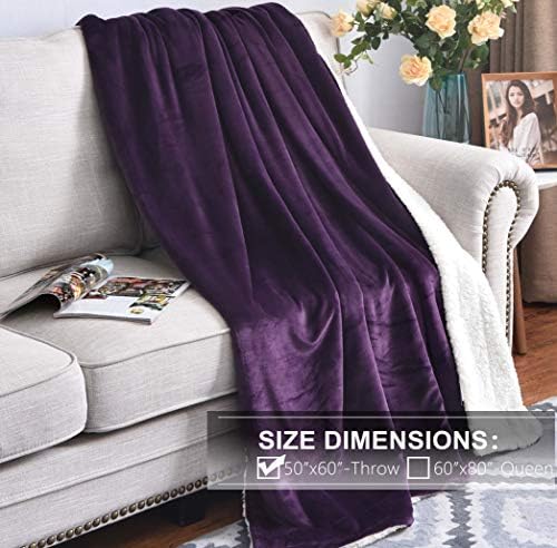 NANPIPER Sherpa Blanket, Super Soft Fuzzy Flannel Fleece/Wool Like Reversible Velvet Plush Couch Blanket, Lightweight Warm Blankets for Winter (Throw Size 50"x60", Purple) - Image 2