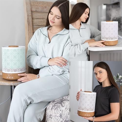 BlueHills 2500 ML Humidifier with Essential Oil Diffuser Combo Aroma Home Décor Design for Large Bed Bath Kids Baby Living Rooms Big Capacity LED Lights Scent Ultrasonic Cool Mist Wood Grain F006 - Image 3