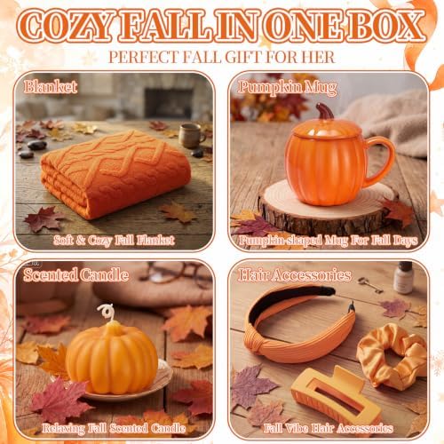 Willinglong 11 Piece Fall Gift Basket for Women, Cozy Orange Gift Set - Image 3